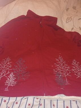 Catherines Red Zip Front Sweater Jacket With Pockets